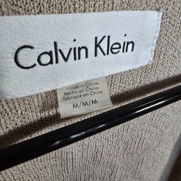 NWOT Calvin Klein Beige Knit Long Sleeve Cardigan Sweater with Single Button Med - Picture 2 of 9